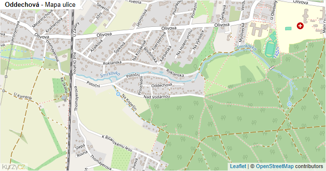 Oddechová - mapa ulice