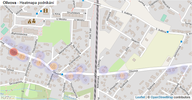 Olivova - mapa podnikání