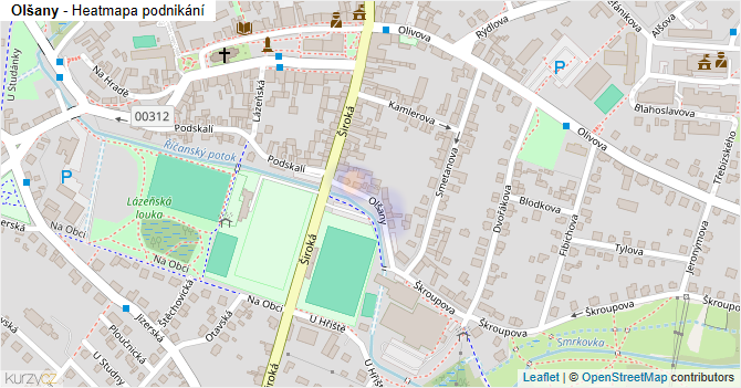 Olšany - mapa podnikání