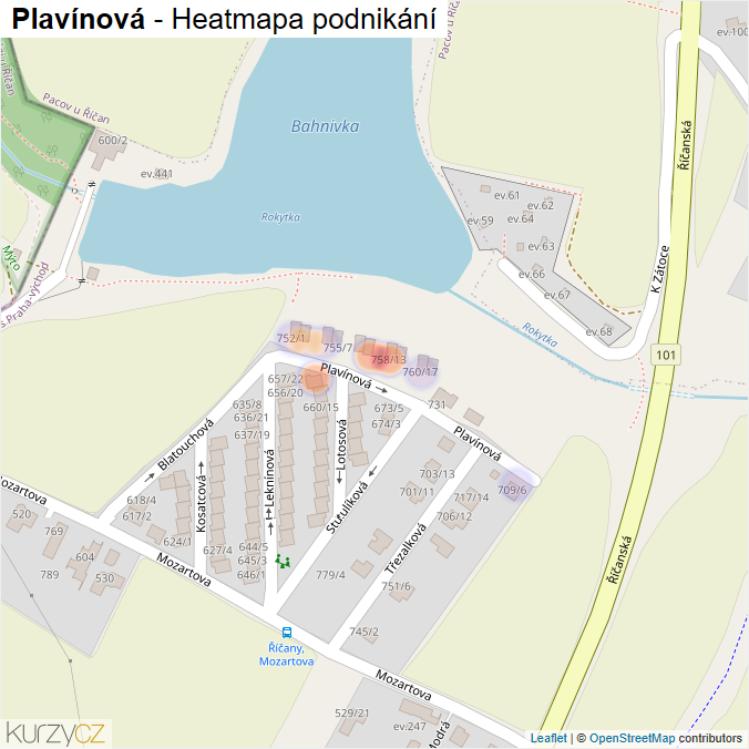 Mapa Plavínová - Firmy v ulici.