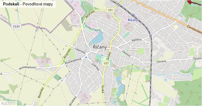Podskalí - záplavové mapy stoleté vody