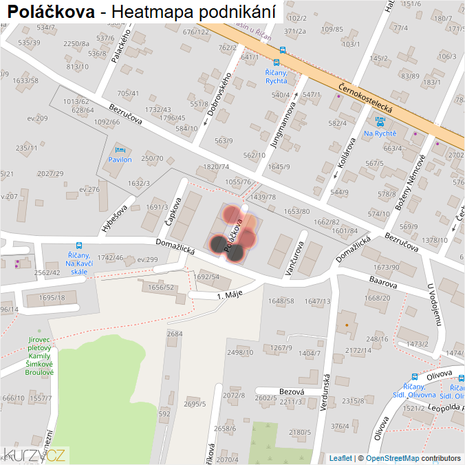 Mapa Poláčkova - Firmy v ulici.