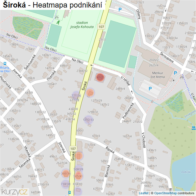 Mapa Široká - Firmy v ulici.