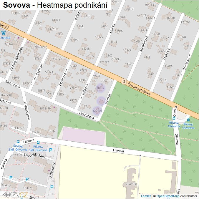 Mapa Sovova - Firmy v ulici.