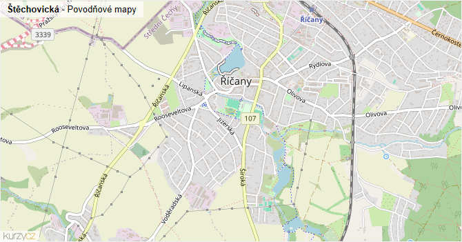 Štěchovická - záplavové mapy stoleté vody