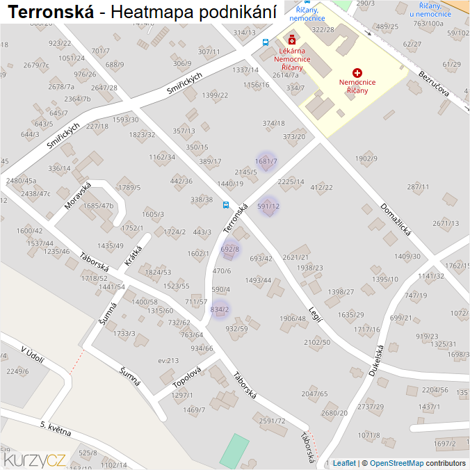 Mapa Terronská - Firmy v ulici.