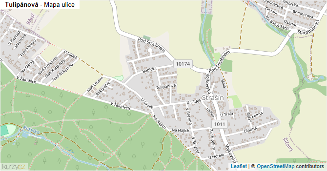 Tulipánová - mapa ulice