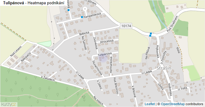 Tulipánová - mapa podnikání