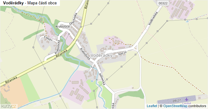 Voděrádky - mapa části obce