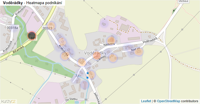 Voděrádky - mapa podnikání