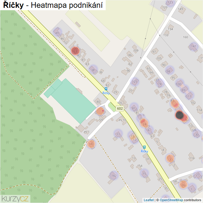 Mapa Říčky - Firmy v části obce.