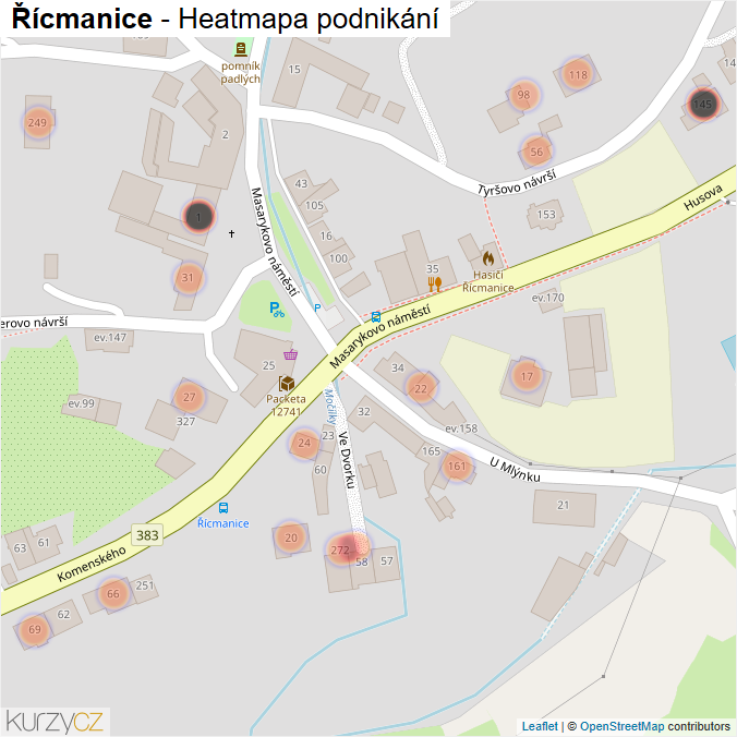 Mapa Řícmanice - Firmy v obci.