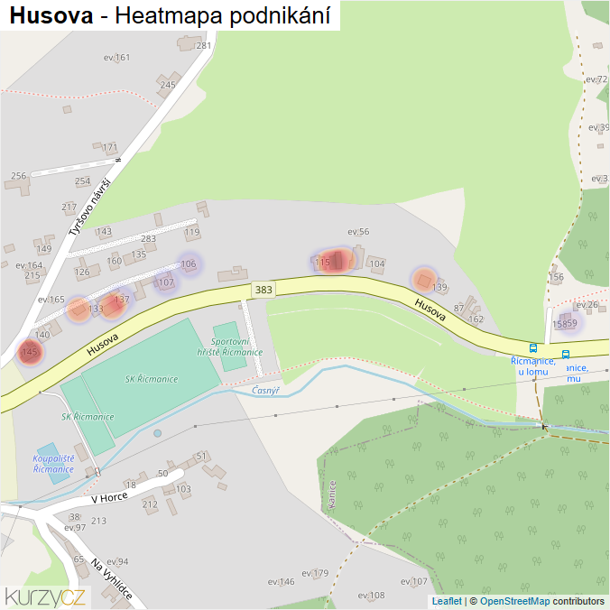 Mapa Husova - Firmy v ulici.