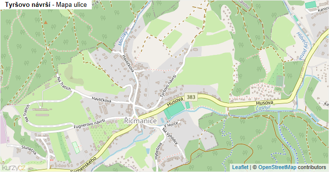 Tyršovo návrší - mapa ulice