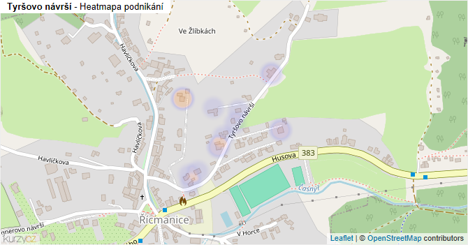Tyršovo návrší - mapa podnikání