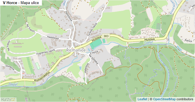 V Horce - mapa ulice