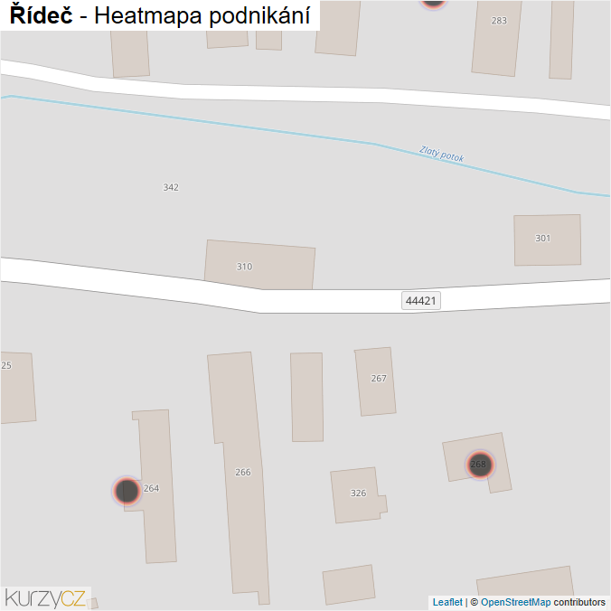 Mapa Řídeč - Firmy v obci.