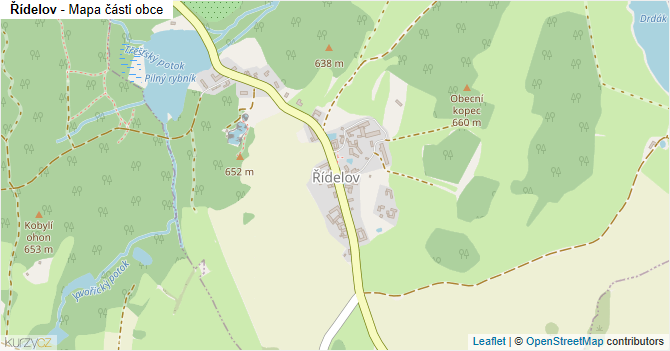 Řídelov - mapa části obce