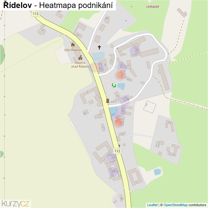 Mapa Řídelov - Firmy v části obce.