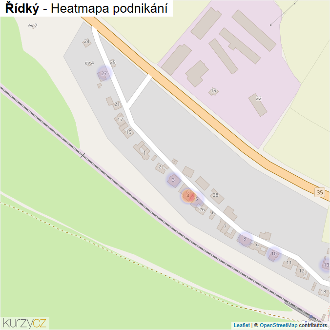 Mapa Řídký - Firmy v části obce.
