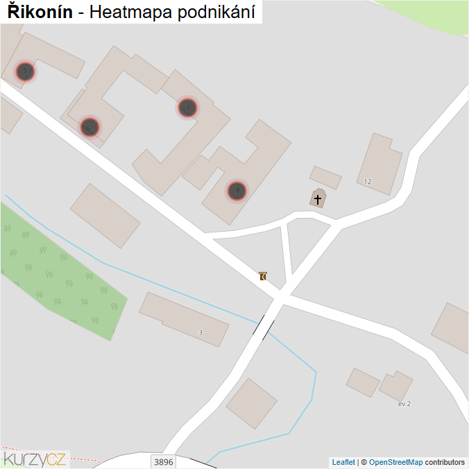 Mapa Řikonín - Firmy v obci.