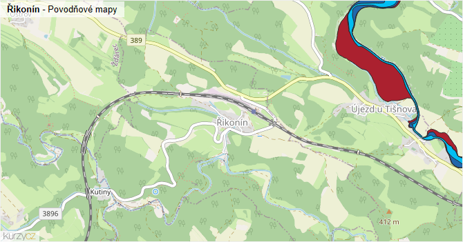 Řikonín - záplavové mapy stoleté vody