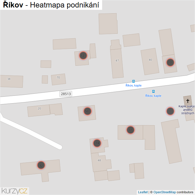 Mapa Říkov - Firmy v obci.