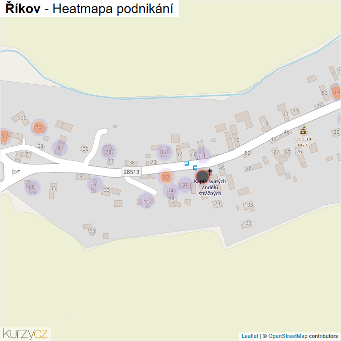 Mapa Říkov - Firmy v části obce.