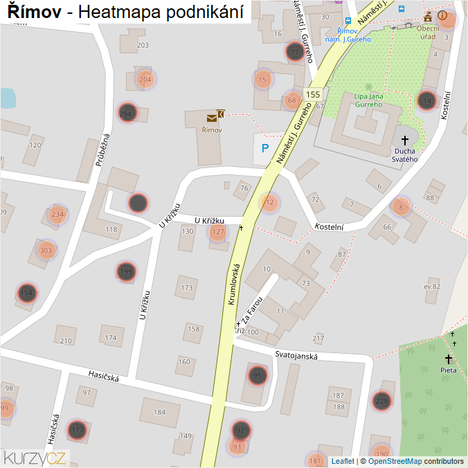 Mapa Římov - Firmy v obci.