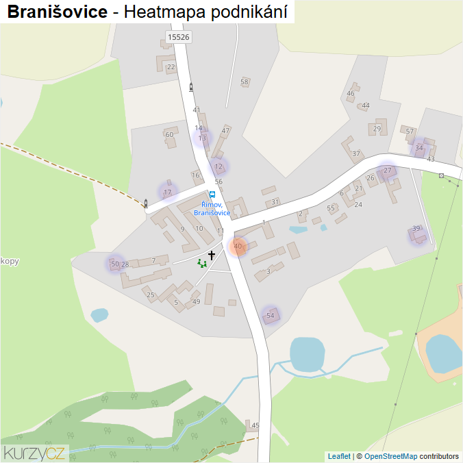 Mapa Branišovice - Firmy v části obce.