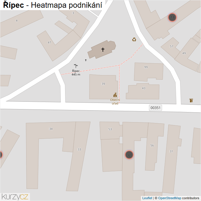 Mapa Řípec - Firmy v obci.
