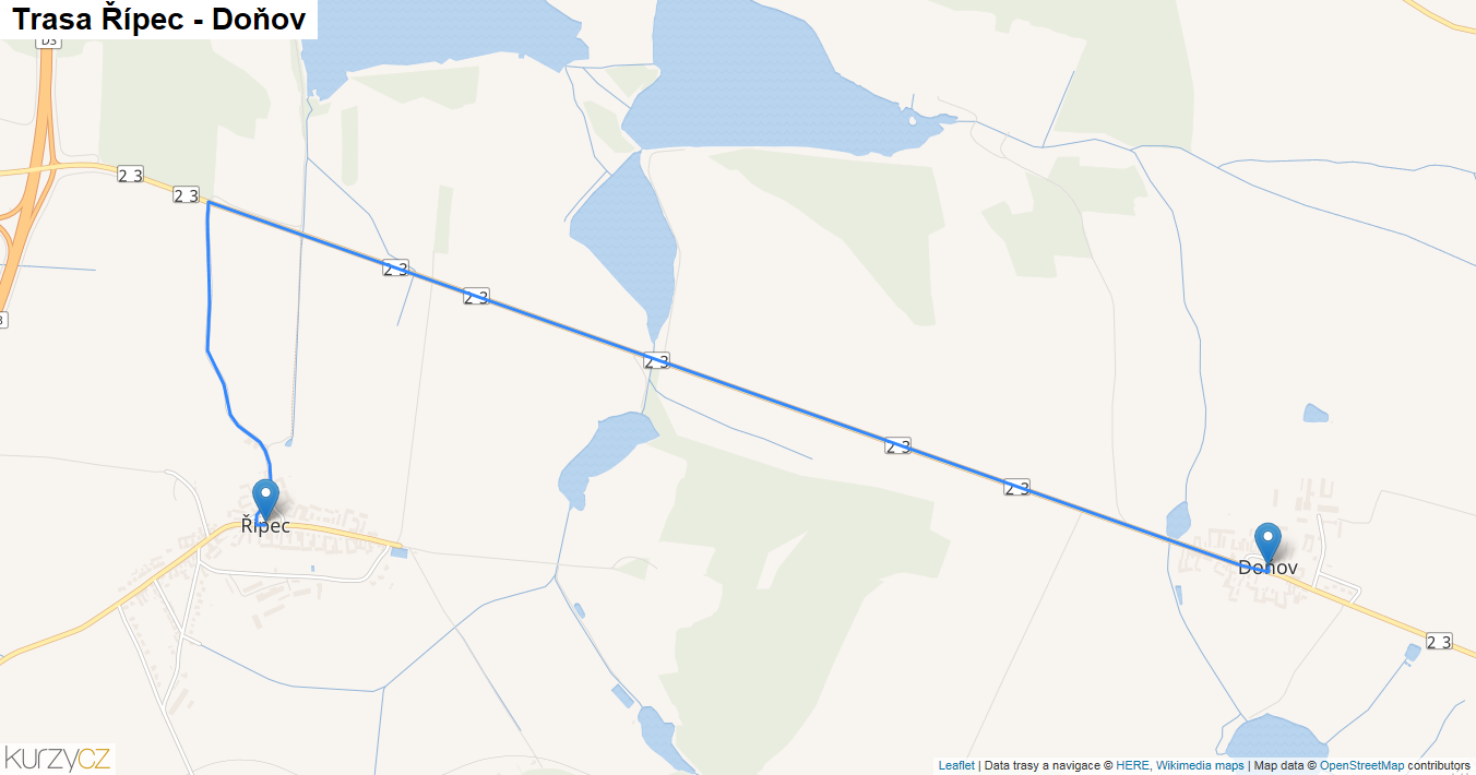 Řípec-Doňov, mapa trasy