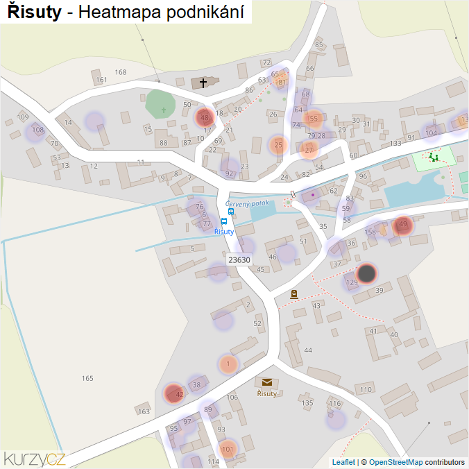 Mapa Řisuty - Firmy v části obce.