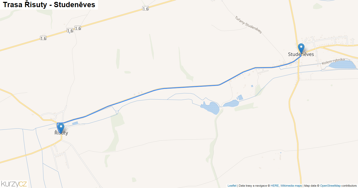 Řisuty-Studeněves, mapa trasy