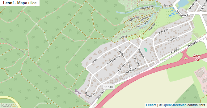Lesní - mapa ulice