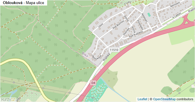 Oblouková - mapa ulice