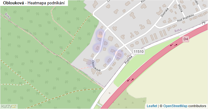 Oblouková - mapa podnikání