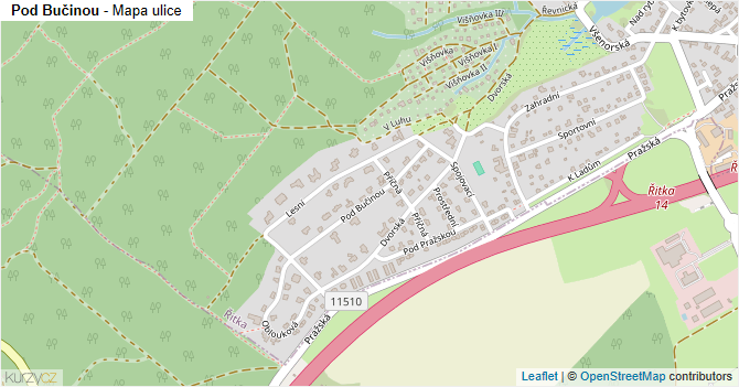 Pod Bučinou - mapa ulice