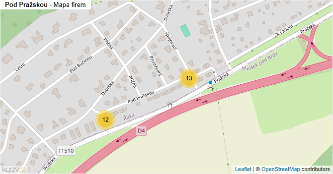 Pod Pražskou - mapa firem
