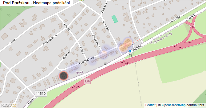 Pod Pražskou - mapa podnikání