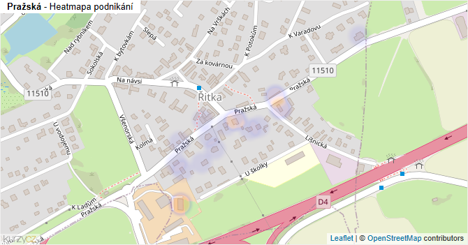 Pražská - mapa podnikání