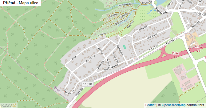 Příčná - mapa ulice
