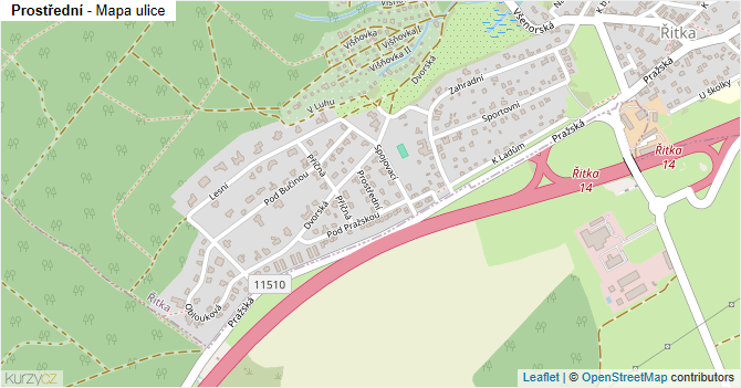 Prostřední - mapa ulice