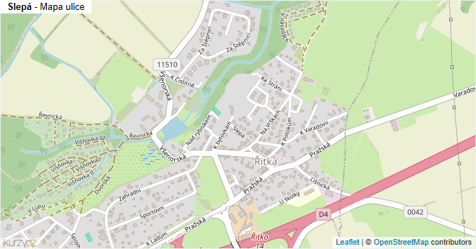 Slepá - mapa ulice