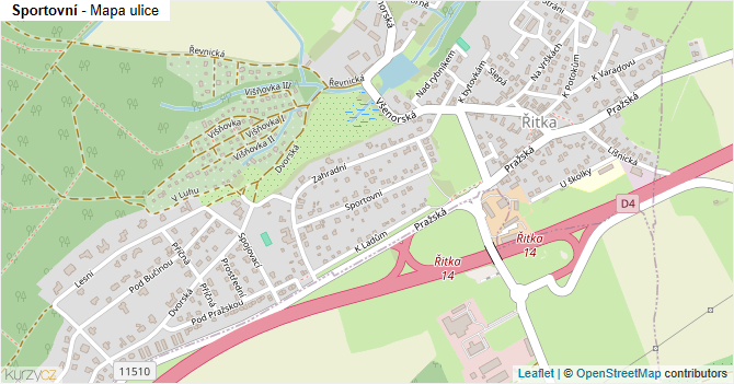 Sportovní - mapa ulice