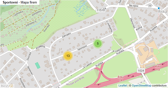 Sportovní - mapa firem