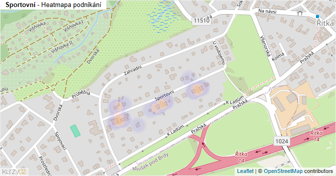 Sportovní - mapa podnikání