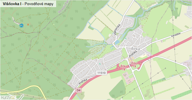 Višňovka I - záplavové mapy stoleté vody
