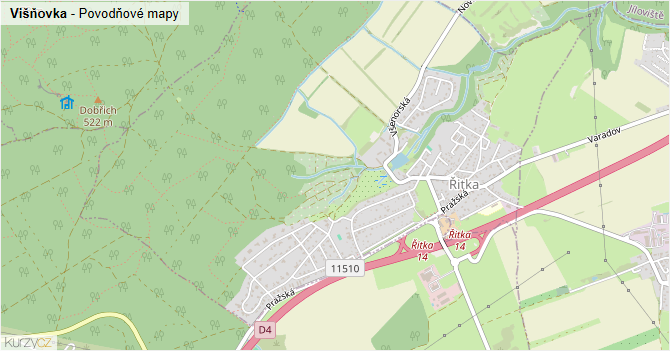Višňovka - záplavové mapy stoleté vody