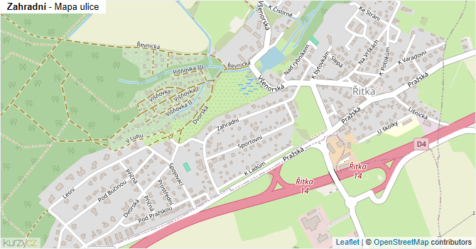 Zahradní - mapa ulice